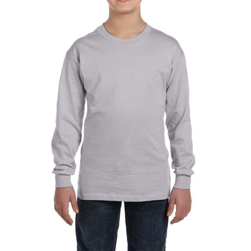 Gildan Youth Long Sleeve Shirt (Grey/Black text) Main Image